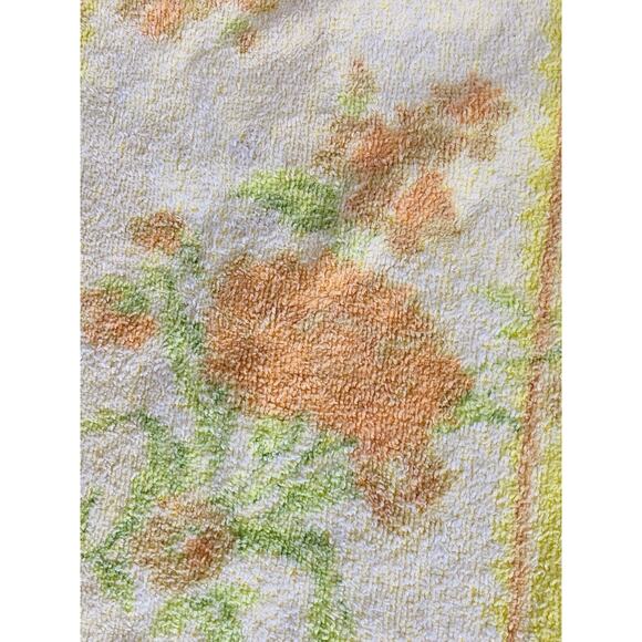 Retro Cannon Mod Yellow Orange Green Floral Bath Towel Fringe Cotton Vintage Flo - Picture 6 of 12